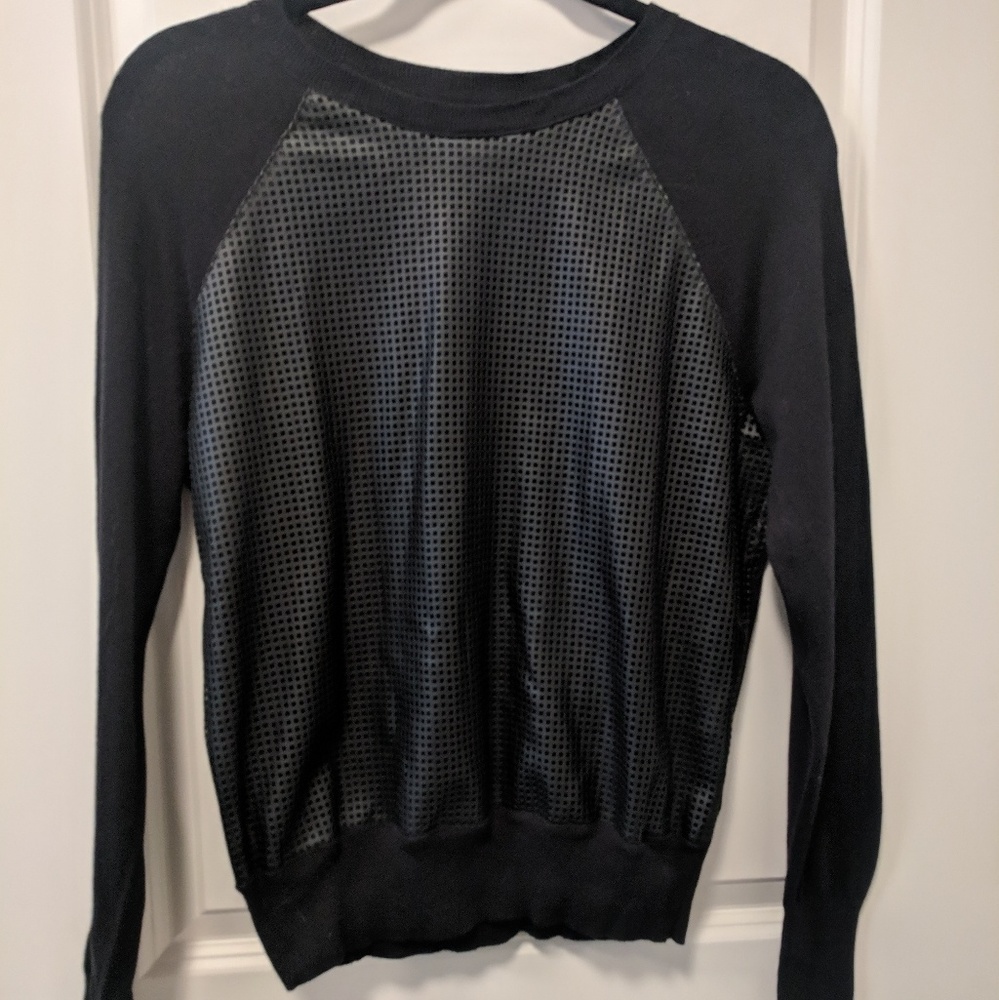 Banana Republic Black Sweater with Leather Detail